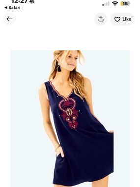 Lilly Pulitzer Owen Dress Navy Blue Sequins Trapeze Swing size S